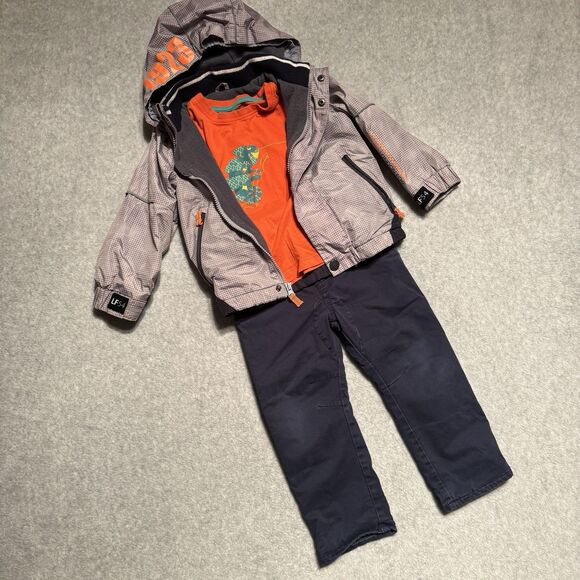 London Fog Lightweight Jacket Boys 3T Gray Lined Hooded Reflective Multiseason - Picture 3 of 16
